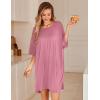 image:imageEkouaer Plus Size Nightgowns for Women Bamboo Viscose Sleepshirts Short Sleeve Nightshirt Oversized Sleepwear SleepdressGrey Purple