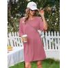 image:imageEkouaer Plus Size Nightgowns for Women Bamboo Viscose Sleepshirts Short Sleeve Nightshirt Oversized Sleepwear SleepdressGrey Purple