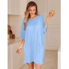 image:imageEkouaer Plus Size Nightgowns for Women Bamboo Viscose Sleepshirts Short Sleeve Nightshirt Oversized Sleepwear SleepdressLight Blue