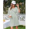 image:imageEkouaer Plus Size Nightgowns for Women Bamboo Viscose Sleepshirts Short Sleeve Nightshirt Oversized Sleepwear SleepdressLight Green