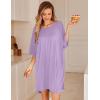image:imageEkouaer Plus Size Nightgowns for Women Bamboo Viscose Sleepshirts Short Sleeve Nightshirt Oversized Sleepwear SleepdressLilac