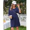 image:imageEkouaer Plus Size Nightgowns for Women Bamboo Viscose Sleepshirts Short Sleeve Nightshirt Oversized Sleepwear SleepdressNavy Blue