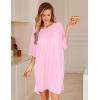 image:imageEkouaer Plus Size Nightgowns for Women Bamboo Viscose Sleepshirts Short Sleeve Nightshirt Oversized Sleepwear SleepdressPink