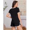 image:imageEkouaer Womens Pajama Sets Short Sleeve Sleepwear Soft Pjs Sets Round Neck Summer 2 Piece Lounge Set with Pockets SXXLBlack