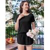 image:imageEkouaer Womens Pajama Sets Short Sleeve Sleepwear Soft Pjs Sets Round Neck Summer 2 Piece Lounge Set with Pockets SXXLBlack