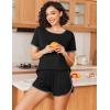 image:imageEkouaer Womens Pajama Sets Short Sleeve Sleepwear Soft Pjs Sets Round Neck Summer 2 Piece Lounge Set with Pockets SXXLBlack With Grey Piping