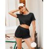 image:imageEkouaer Womens Pajama Sets Short Sleeve Sleepwear Soft Pjs Sets Round Neck Summer 2 Piece Lounge Set with Pockets SXXLBlack With Grey Piping
