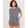 image:imageEkouaer Womens Pajama Sets Short Sleeve Sleepwear Soft Pjs Sets Round Neck Summer 2 Piece Lounge Set with Pockets SXXLBlack and White Stripe