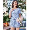 image:imageEkouaer Womens Pajama Sets Short Sleeve Sleepwear Soft Pjs Sets Round Neck Summer 2 Piece Lounge Set with Pockets SXXLBlue  Leaves