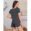 image:imageEkouaer Womens Pajama Sets Short Sleeve Sleepwear Soft Pjs Sets Round Neck Summer 2 Piece Lounge Set with Pockets SXXLDark Grey
