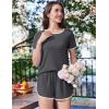 image:imageEkouaer Womens Pajama Sets Short Sleeve Sleepwear Soft Pjs Sets Round Neck Summer 2 Piece Lounge Set with Pockets SXXLDark Grey