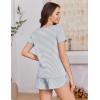 image:imageEkouaer Womens Pajama Sets Short Sleeve Sleepwear Soft Pjs Sets Round Neck Summer 2 Piece Lounge Set with Pockets SXXLGrey Stripe