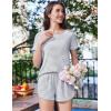 image:imageEkouaer Womens Pajama Sets Short Sleeve Sleepwear Soft Pjs Sets Round Neck Summer 2 Piece Lounge Set with Pockets SXXLGrey Stripe