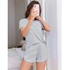 image:imageEkouaer Womens Pajama Sets Short Sleeve Sleepwear Soft Pjs Sets Round Neck Summer 2 Piece Lounge Set with Pockets SXXLGrey Stripe