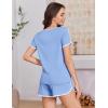 image:imageEkouaer Womens Pajama Sets Short Sleeve Sleepwear Soft Pjs Sets Round Neck Summer 2 Piece Lounge Set with Pockets SXXLLight Blue