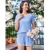 image:imageEkouaer Womens Pajama Sets Short Sleeve Sleepwear Soft Pjs Sets Round Neck Summer 2 Piece Lounge Set with Pockets SXXLLight Blue