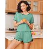 image:imageEkouaer Womens Pajama Sets Short Sleeve Sleepwear Soft Pjs Sets Round Neck Summer 2 Piece Lounge Set with Pockets SXXLMint Green