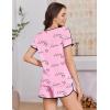 image:imageEkouaer Womens Pajama Sets Short Sleeve Sleepwear Soft Pjs Sets Round Neck Summer 2 Piece Lounge Set with Pockets SXXLPink  Heart and Love