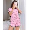 image:imageEkouaer Womens Pajama Sets Short Sleeve Sleepwear Soft Pjs Sets Round Neck Summer 2 Piece Lounge Set with Pockets SXXLPink  Heart and Love