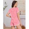 image:imageEkouaer Womens Pajama Sets Short Sleeve Sleepwear Soft Pjs Sets Round Neck Summer 2 Piece Lounge Set with Pockets SXXLPink Leopard