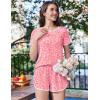 image:imageEkouaer Womens Pajama Sets Short Sleeve Sleepwear Soft Pjs Sets Round Neck Summer 2 Piece Lounge Set with Pockets SXXLPink Leopard