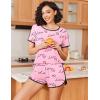 image:imageEkouaer Womens Pajama Sets Short Sleeve Sleepwear Soft Pjs Sets Round Neck Summer 2 Piece Lounge Set with Pockets SXXLPink Love
