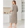 image:imageEkouaer Zipper Robes for Women 34 Sleeve Bathrobe Lightweight House Coats for Women with Pockets Long Moo Moo NightgownKhaki