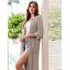 image:imageEkouaer Zipper Robes for Women 34 Sleeve Bathrobe Lightweight House Coats for Women with Pockets Long Moo Moo NightgownKhaki
