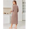 image:imageEkouaer Zipper Robes for Women 34 Sleeve Bathrobe Lightweight House Coats for Women with Pockets Long Moo Moo NightgownLight Brown
