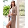 image:imageEkouaer Zipper Robes for Women 34 Sleeve Bathrobe Lightweight House Coats for Women with Pockets Long Moo Moo NightgownLight Brown