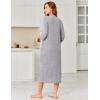 image:imageEkouaer Zipper Robes for Women 34 Sleeve Bathrobe Lightweight House Coats for Women with Pockets Long Moo Moo NightgownLight Gray