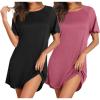 image:imageEkouaer Nightgowns for Women 2 Pack Bamboo Viscose Sleep Shirts Short Sleeve Nightshirt Comfy Sleepdress Soft SleepwearBlackCherry