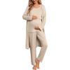 image:imageEkouaer Nursing Pajamas Maternity Robe Set 3 Pieces Postpartum Maternity Pajama Set Pregnancy Breastfeeding PjChampagne