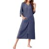 image:imageEkouaer Zipper Robes for Women 34 Sleeve Bathrobe Lightweight House Coats for Women with Pockets Long Moo Moo NightgownNavy Blue