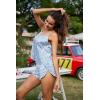 image:imageEkouaer Silk Pajamas Set for Women Satin Backless Lingerie Pjs Cami Top and Shorts NightwearBlue Leaf Pinted