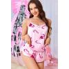 image:imageEkouaer Silk Pajamas Set for Women Satin Backless Lingerie Pjs Cami Top and Shorts NightwearChristmaspinkcandycane