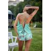 image:imageEkouaer Silk Pajamas Set for Women Satin Backless Lingerie Pjs Cami Top and Shorts NightwearPeacock Blue