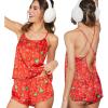 image:imageEkouaer Silk Pajamas Set for Women Satin Backless Lingerie Pjs Cami Top and Shorts NightwearChristmasredgingerbread