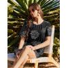 image:imageEkouaer Swimsuit Coverup for Women 2026 Short Sleeve Bathing Suit Cover Ups Beach Summer TShirt Dresses with PocketsBlack Floral