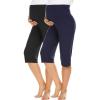 image:imageEkouaer 2 Pack Womens Capris Maternity Shorts High Waist Pregnancy Cropprd Pants Stretchy Lounge BottomsBlackNavy Blue