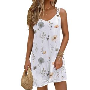 image:imageEkouaer Swimsuit Coverup for Women Sleeveless Bathing Suit Cover Up 2026 Twisted Tank Beach Summer Dress Aline SundressWhite Floral