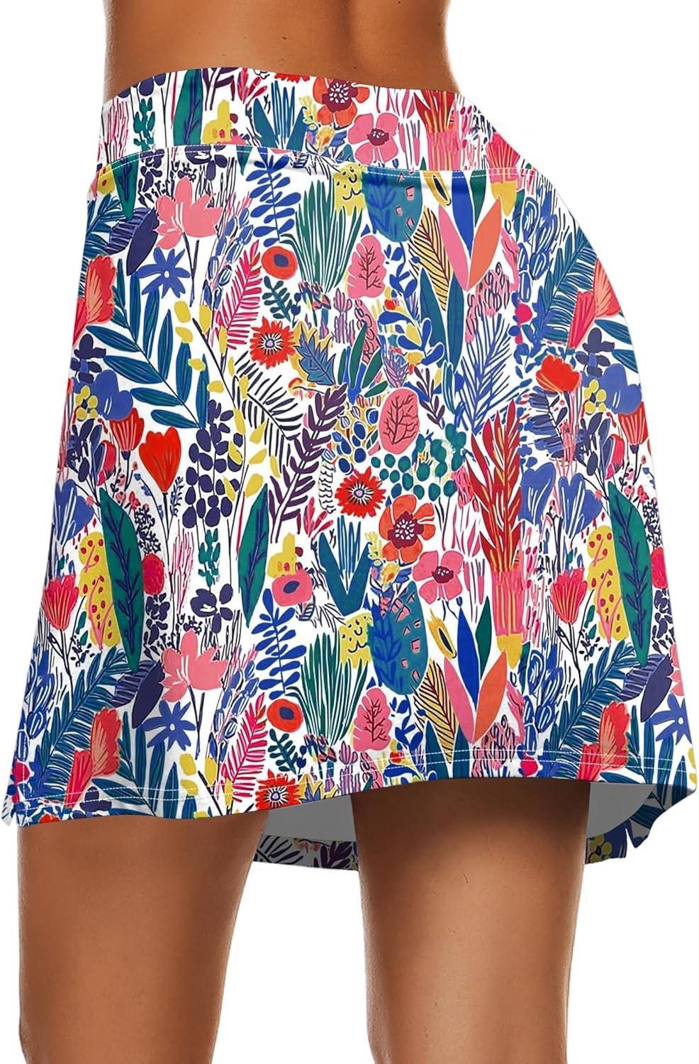 image:imageEkouaer Womens Active Performance Skort Lightweight Skirt for Running Tennis Golf Workout SportsColorful Leaf Print