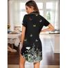image:imageEkouaer 2 Pack Nightgowns for Women Button Down Sleepshirts Short Sleeve Sleepwear V Neck Nightshirt Pajama DressBlackBlack Butterfly
