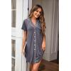 image:imageEkouaer 2 Pack Nightgowns for Women Button Down Sleepshirts Short Sleeve Sleepwear V Neck Nightshirt Pajama DressBlackGrey