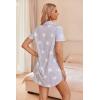 image:imageEkouaer 2 Pack Nightgowns for Women Button Down Sleepshirts Short Sleeve Sleepwear V Neck Nightshirt Pajama DressBlackGrey Stars