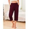 image:imageEkouaer 2 Pack Womens Capri Pajama Pants Printed Drawstring Comfy Pj Bottoms With PocketsBurgundy