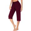 image:imageEkouaer 2 Pack Womens Capri Pajama Pants Printed Drawstring Comfy Pj Bottoms With PocketsBurgundy