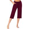 image:imageEkouaer 2 Pack Womens Capri Pajama Pants Printed Drawstring Comfy Pj Bottoms With PocketsBurgundy