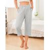image:imageEkouaer 2 Pack Womens Capri Pajama Pants Printed Drawstring Comfy Pj Bottoms With PocketsFlower  Grey Stripe