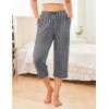 image:imageEkouaer 2 Pack Womens Capri Pajama Pants Printed Drawstring Comfy Pj Bottoms With PocketsHeather Gray